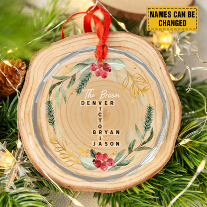 Teesdily | Personalized Christmas Scrabble Ornaments, Family Names Ornament Decor Christmas Tree, Crossword Glass Ornament, Christmas Gift Family