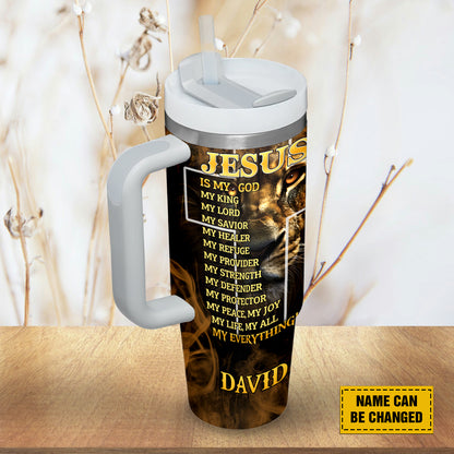 Teesdily | Customized Jesus Lion Of Judah Tumbler, Jesus Is My God My King Stainless Tumbler, Jesus Believer Gifts, Christian Gifts 40oz Tumbler