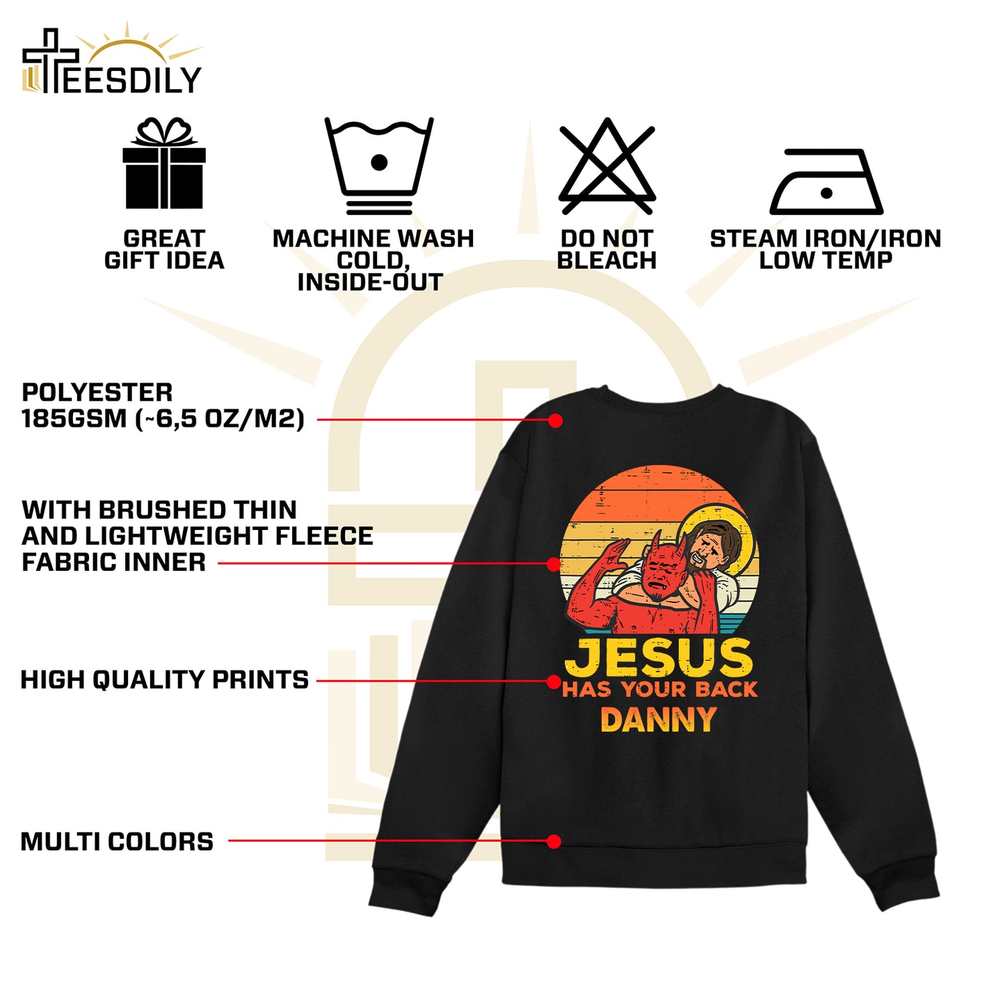 Teesdily | Customized Jesus And Devil Shirt, Jesus Has You Back Back Design Tee Sweatshirt Hoodie Mug, Jesus Lovers Gifts, Jesus Saves Me Shirt