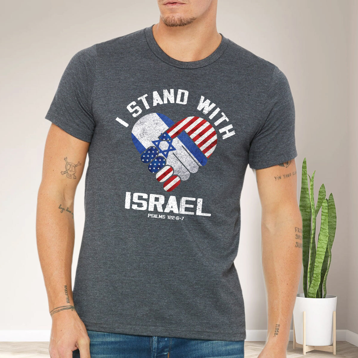 Teesdily | I Stand With Israel Shirt, Israel American Flag Heart Palm Shirt, Israel Support Unisex Tshirt Hoodie Sweatshirt Mug