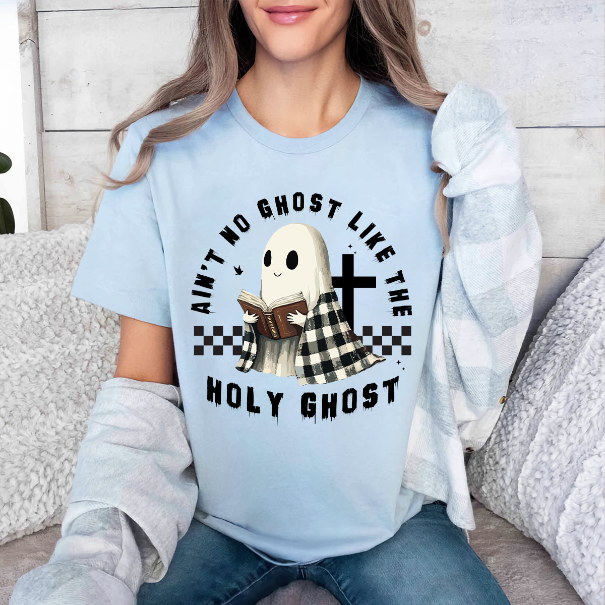 Teesdily | Holy Spirit Jesus Halloween Shirt, Ain't No Ghost Like The Holy Ghost Tee Sweatshirt Hoodie Mug, Halloween Christian Shirt