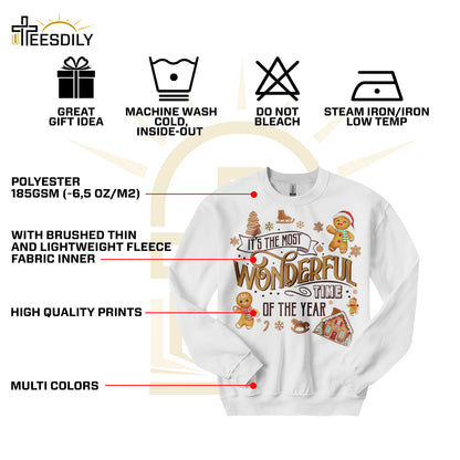 Teesdily | It's The Most Wonderful Time Of The Year Shirt, Cute Gingerbread Sweater, Gingerbread Hoodie Gift For Christmas