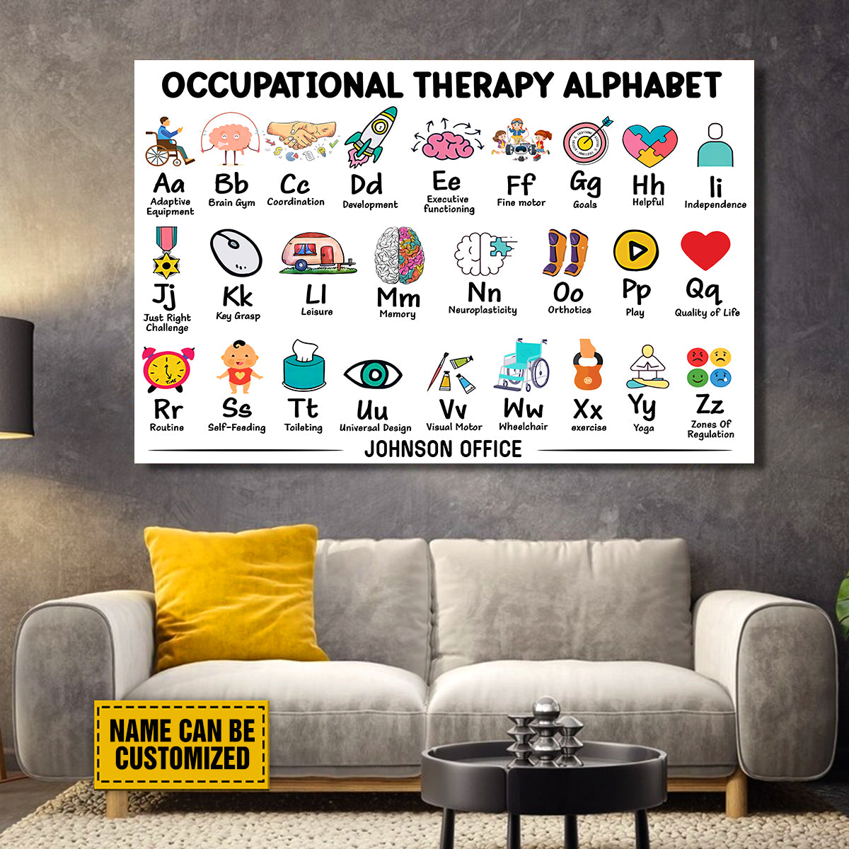 Teesdily | Occupational Therapy Alphabet Customized Poster Alphabet Poster Abc's Of Ot Occupational Therapist Print Occupational Therapy Decor