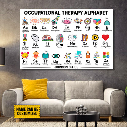 Teesdily | Occupational Therapy Alphabet Customized Poster Alphabet Poster Abc's Of Ot Occupational Therapist Print Occupational Therapy Decor