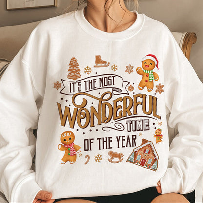 Teesdily | It's The Most Wonderful Time Of The Year Shirt, Cute Gingerbread Sweater, Gingerbread Hoodie Gift For Christmas