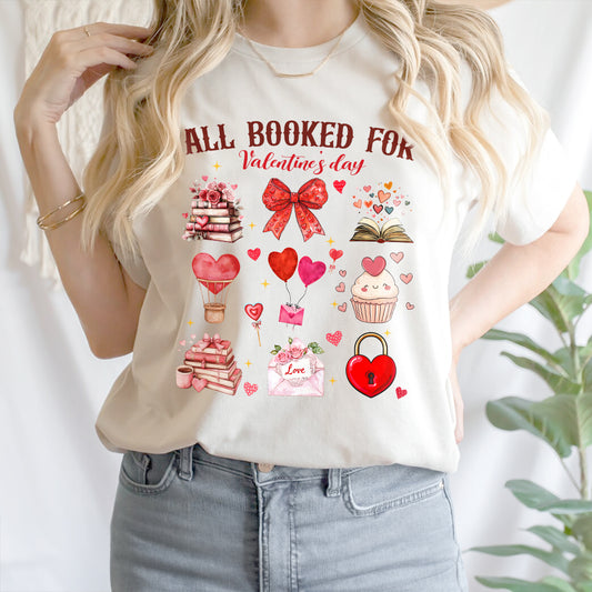 Teesdily | All Booked For Valentine's Day Shirt, Valentine Coquette Sweatshirt, Valentine's Day Coquette Bow Hoodie Mug Lover