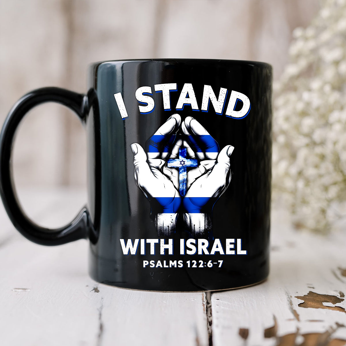 Teesdily | I Stand With Israel Back Design Tshirt, Jesus Hoodie Sweatshirt Mug, Israel Flag Shirt, Israel Support Gifts