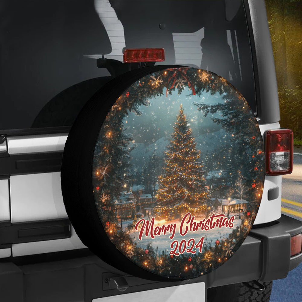 Teesdily | Holy Family Car Spare Tire Cover, Merry Christmas 2024 Wheel Cover, Jesus Christmas Tire Protector Decoration Gift