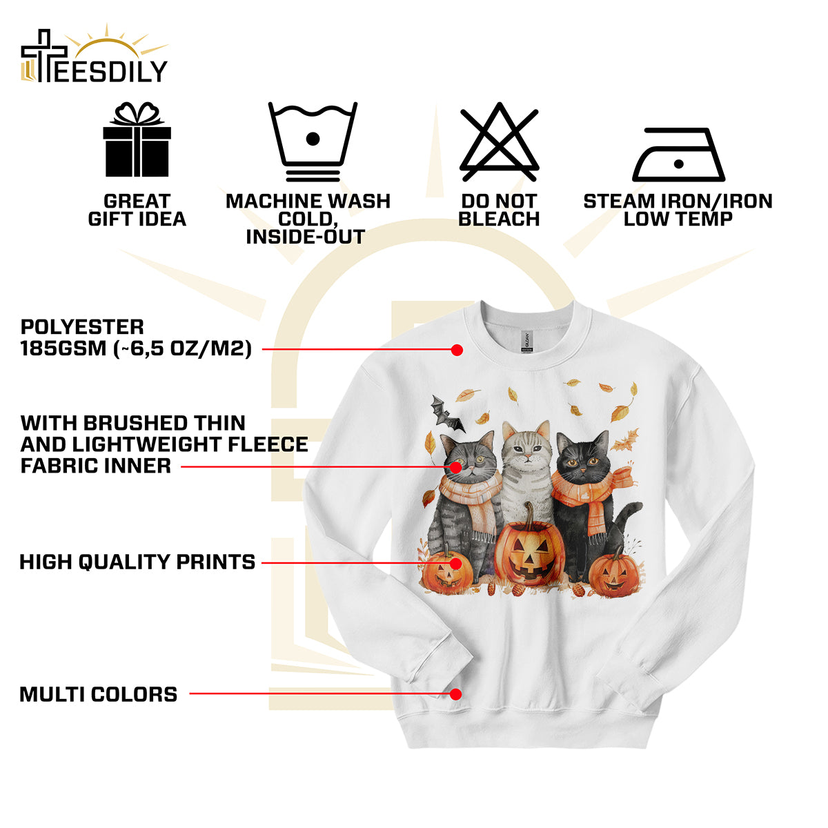 Teesdily | Halloween Cool Cats Shirt, Halloween Cat Pumpkin Bat Sweatshirt Hoodie Mug, Halloween Fall Spooky Season T-shirt, Cat Lover Gifts