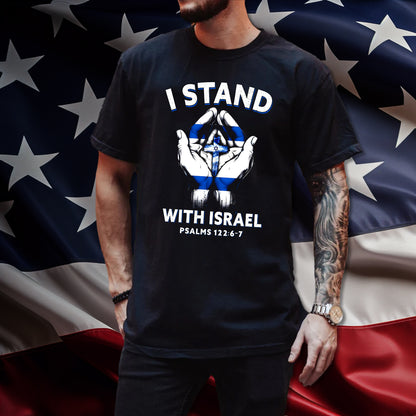 Teesdily | I Stand With Israel Back Design Tshirt, Jesus Hoodie Sweatshirt Mug, Israel Flag Shirt, Israel Support Gifts