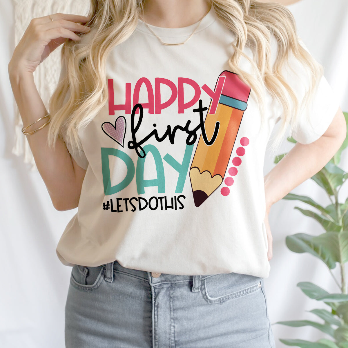 Teesdily | Happy First Day Of School Shirt, Back To School Sweatshirt Hoodie Mug, Cute Teacher Pencil Tee, Gift For Teachers