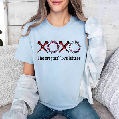 Teesdily | Jesus Cross Shirt, The Original Love Letters Unisex Shirt Sweatshirt Hoodie Mug, Jesus Lovers Gifts, Christian Tee, Christian Xoxo Shirt