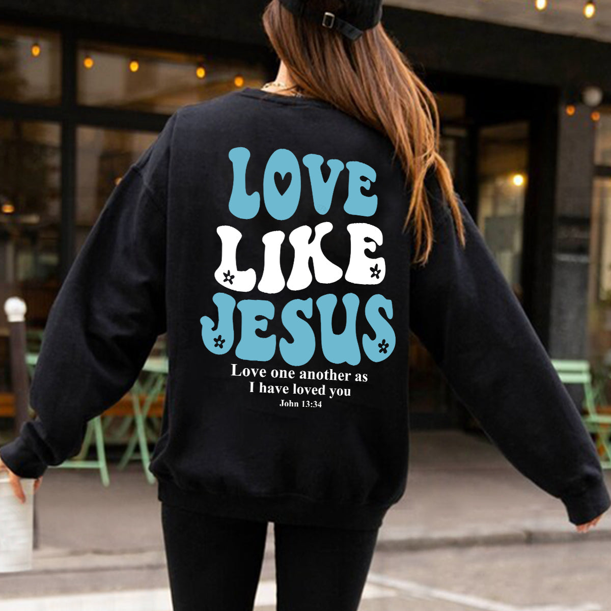 Teesdily | Love Like Jesus 13 34 Casual Shirt, Christian Graphic Hoodie Sweatshirt Mug, Christian Typography Backside Shirt, Christian Gift For Teens