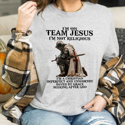 Teesdily | Jesus Warrior Of God Shirt, I'm On Team Jesus Hoodie Sweatshirt Mug, Bible Verse Pullover, God Faith Believer Gifts, Unisex Apparel