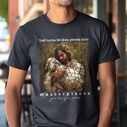 Teesdily | Jesus Lamb Of God Shirt, God Turns Broken Pieces Into Masterpieces Shirt, Christian Unisex Shirt Hoodie Sweatshirt Mug, Jesus Lovers Gifts