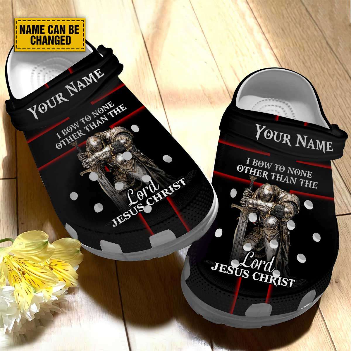 Teesdily | Customized Jesus Warrior Clogs Shoes, I Bow To None Other Than The Lord Classic Clogs, Religious Kid And Adult Eva Clog, Jesus Lovers Gifts