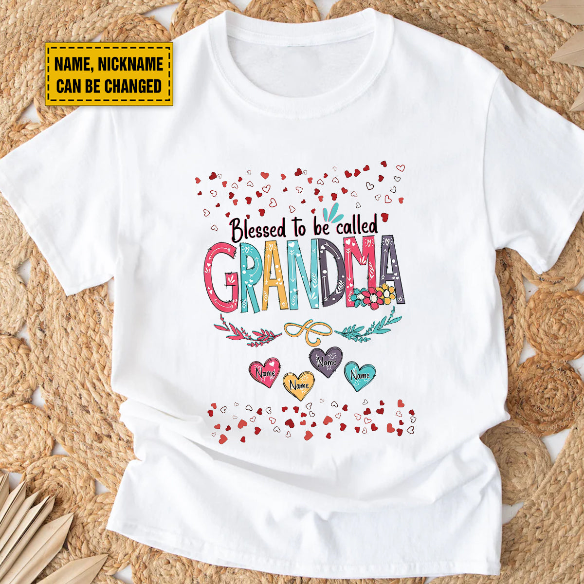 Teesdily | Grandma Personalized Kids Name Shirt, Blessed To Be Called Grandma Hoodie Sweatshirt Mug, Grandmom Mothers Day Custom Gifts