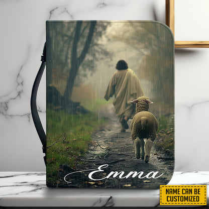 Teesdily | Custom Jesus Lamb Of God Bible Cover, Christ Will Save The Lamb Bible Bag, Gift For Jesus Lover, Religious Bible Cover With Handle