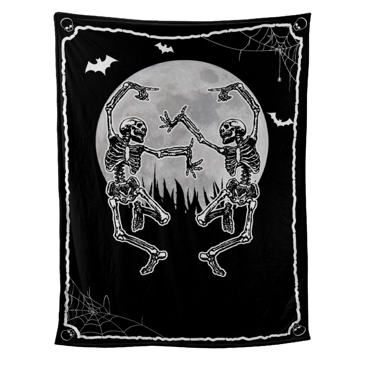 Teesdily | Couple Dancing Skeleton Personalized Fleece Blanket Gothic Skeleton Sofa Blanket Custom Halloween Gift For Wife Husband Boyfriend Girlfriend