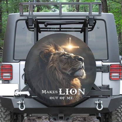 Teesdily | Lion Of Judah Spare Wheel Cover, Makes Lion Out Of Me Tire Protector Bag, Christian Car Accessories Spare Tire Cover 27"-34"