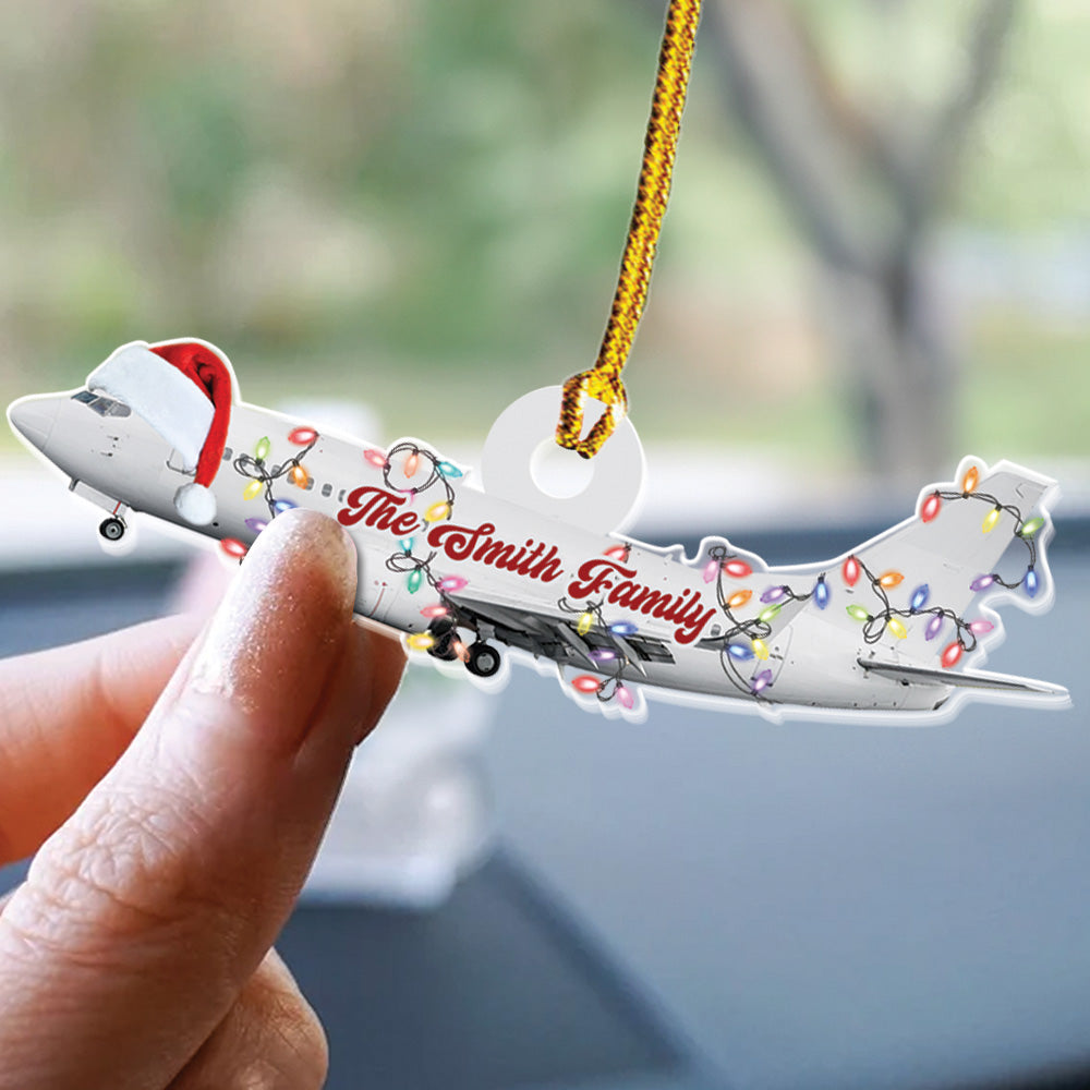 Teesdily | Customized Plane Ornament Christmas, Passenger Plane Ornament Acrylic, Airplane Ornament Christmas Gift