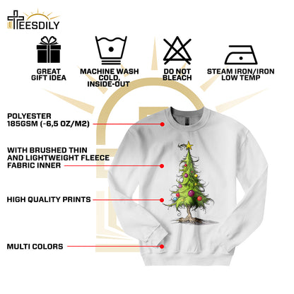 Teesdily | Christmas Tree Shirt, Christmas Tree Sweatshirt, Whimsical Christmas Tree Hoodie Mug, Christmas Lights Tree Tshirt Family