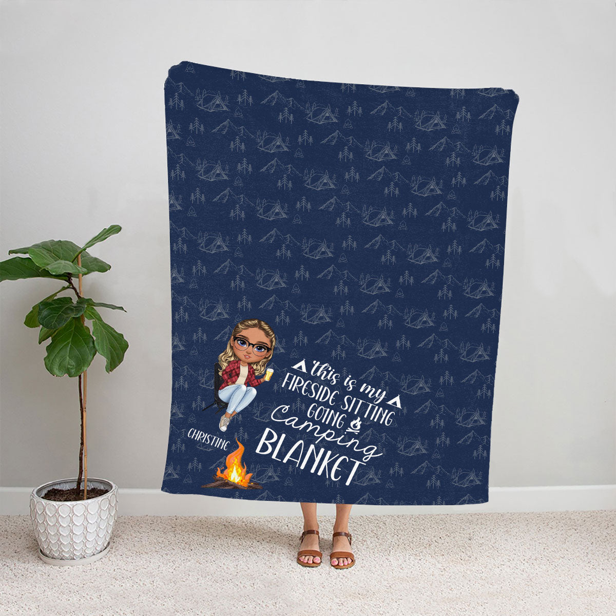 Teesdily | Campers Customized Throw Blanket Camping Life Travel Blanket Camping Lover Sherpa Fleece This Is My Fireside Sitting Going Camping Blanket