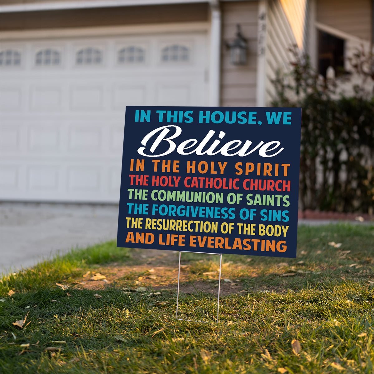 Teesdily | Jesus Yard Sign, In This House We Believe In The Holy Spirit Flag Garden Lawn Sign, Jesus Christ Banner Outdoor Sign, Jesus Lovers Gifts