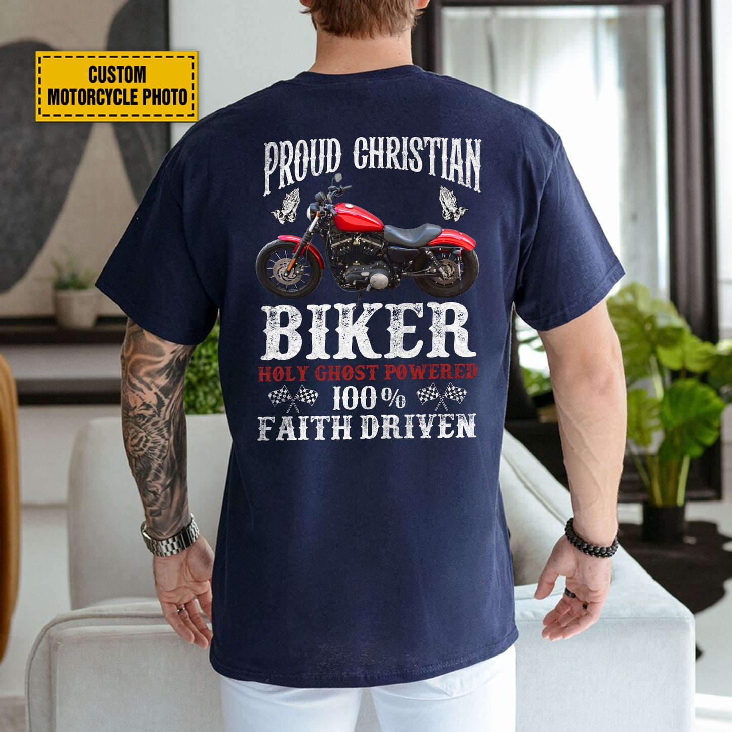 Teesdily | Christian Biker Customized Graphic Tees Men, Motorcycle Faith Driven Men's T-shirts Hoodie Sweatshirt Mug, Speed Lover Gifts, Biker Tops