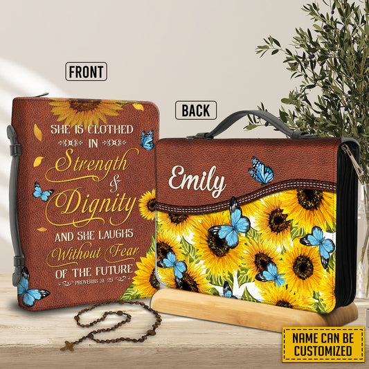 Teesdily | Customized Inspiring Bible Verses Bible Bag I Can Only Imagine Butterfly Sunflower Bible Cover Design Bible Cover With Handle