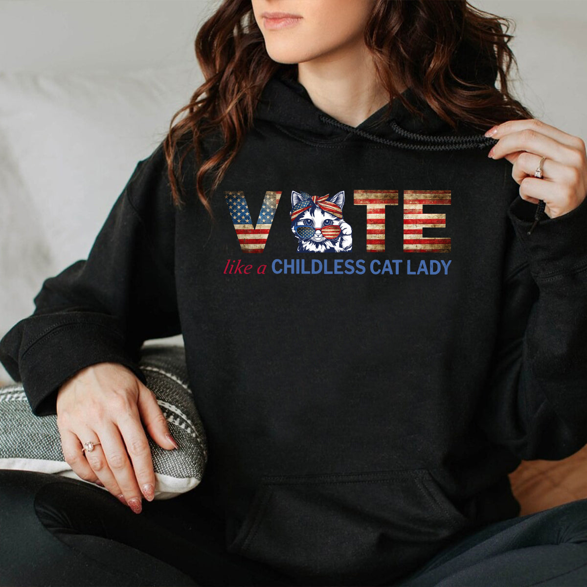 Teesdily | Childless Cat Lady Shirt, Like A Childless Cat Lady Tee Sweatshirt Hoodie, Kameowla Brat Mug, Gift For Cat Lovers