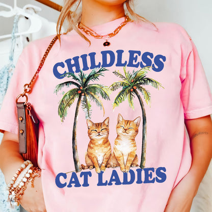 Teesdily | Childless Cat Ladies Shirt, Comma La Coconut Tree Sweatshirt, Childless Cat Lady Hoodie Mug, Ka- Mala Coconut Tee, Cat Lover Gift