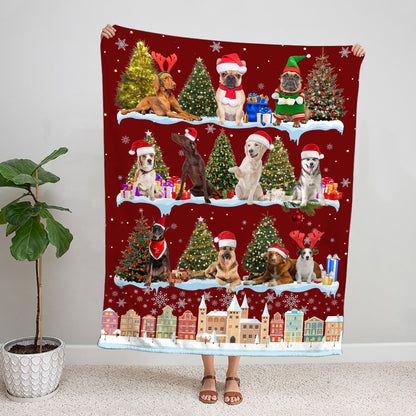 Teesdily | Christmas Cat Blanket, Funny Dog Family Throw Blanket Christmas, Santa Pet Lover Blanket, Cat Mom Dog Dad Xmas Gifts