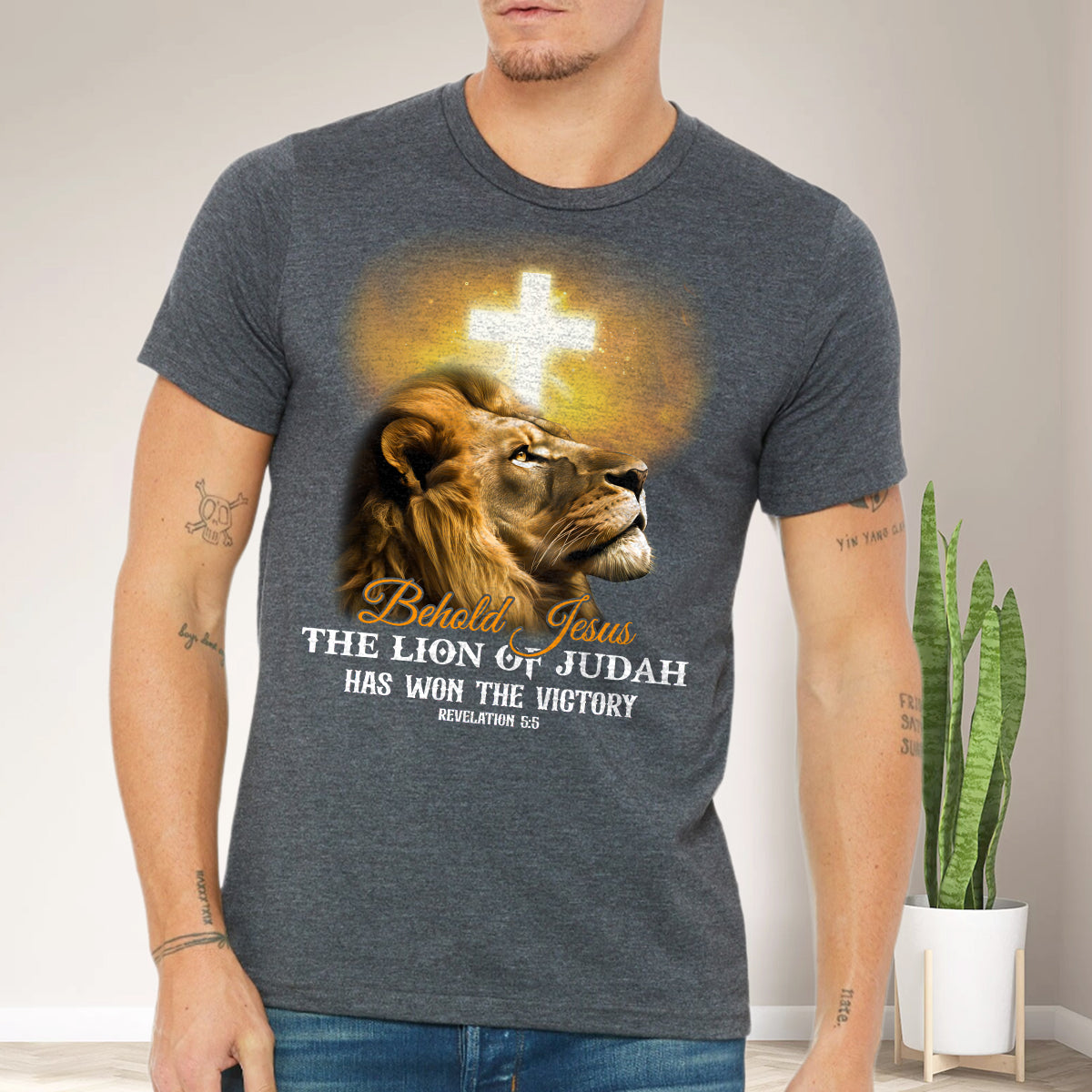 Teesdily | The Lion Of Judah Jesus Shirt, Behold Jesus The Lion Of Judah Has Won Victory, Lion Of Judah Hoodie Sweatshirt, Behold Mug