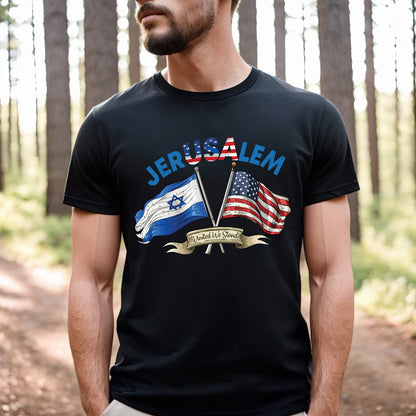 Teesdily | United We Stand With Jerusalem Shirt, Jerusalem Flag Shirt, Jerusalem Support Unisex Tshirt Hoodie Sweatshirt Mug