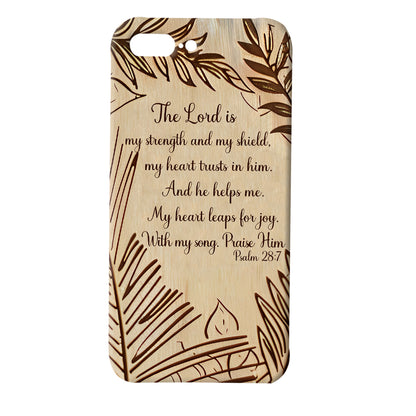 Teesdily | Customized Jesus Christ Phone Case, The Lord Is My Strength Wooden Print Religious Phone Cover, Jesus Lover Gift, Christian Gifts