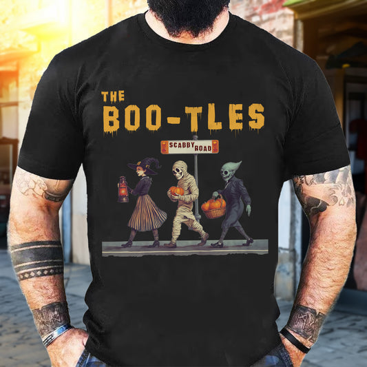 Teesdily | The Boo-tles Shirt, Retro Halloween Ghost Sweatshirt, Scabby Road Witchy Hoodie Mug, Spooky Season Skeleton Pumpkin Halloween Boo Gift