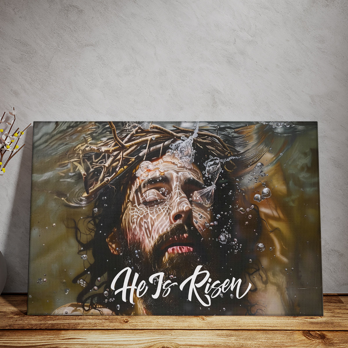 Teesdily | Jesus Cross Poster, God Bless My Family Poster, He Is Risen Canvas, Christian Gift, Gift For Jesus Lovers, Religious Poster Canvas