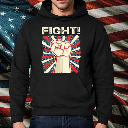 Teesdily | American Hand Fist Retro Shirt, American Fight Sweatshirt Hoodie Mug, Patriotism Vintage Crewneck, Patriotic Gifts