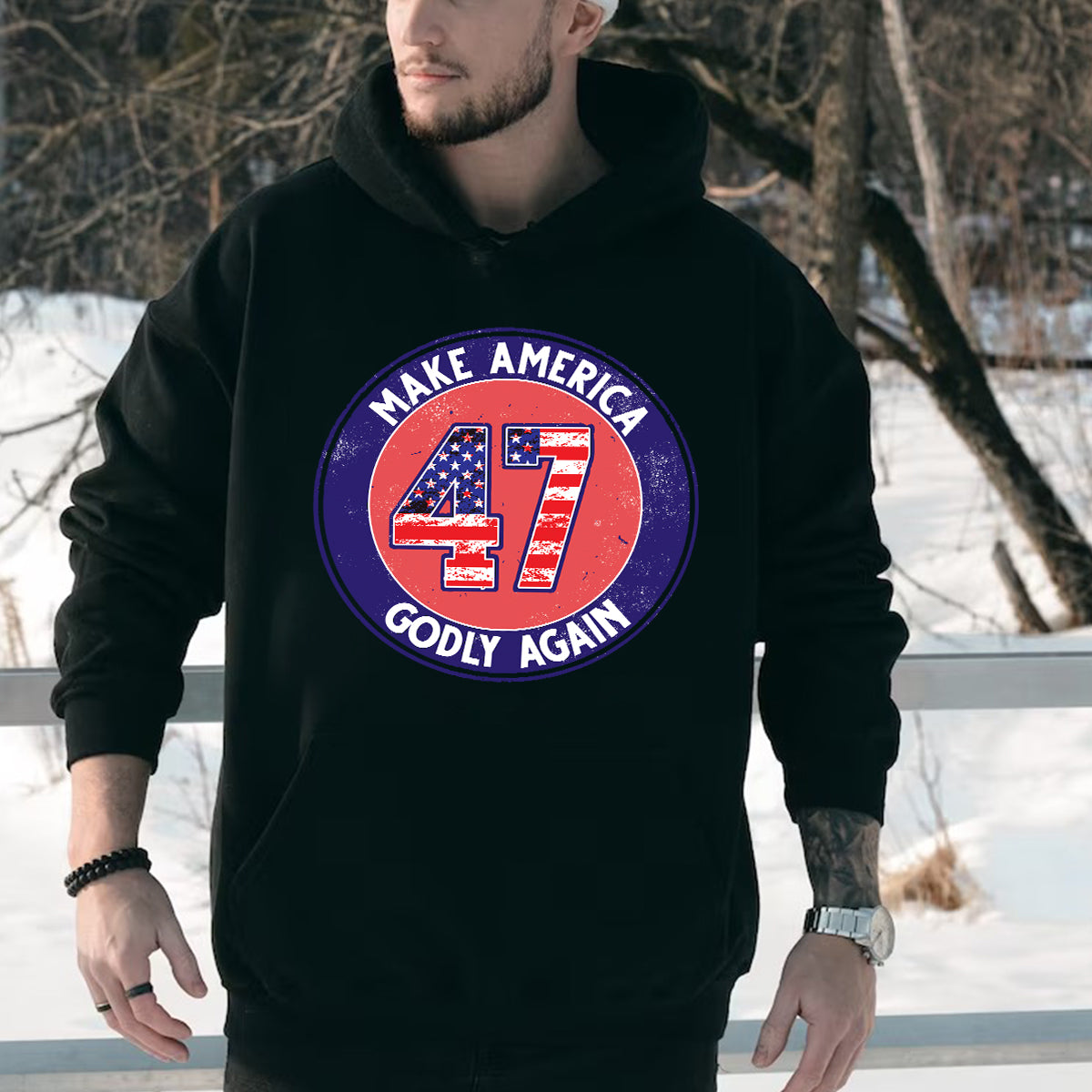 Teesdily | Make American Godly Again Shirt, American Flag Sweatshirt Hoodie Mug, Fight For America 2024 T-shirt, American Pride Tee, Patriotic Gift