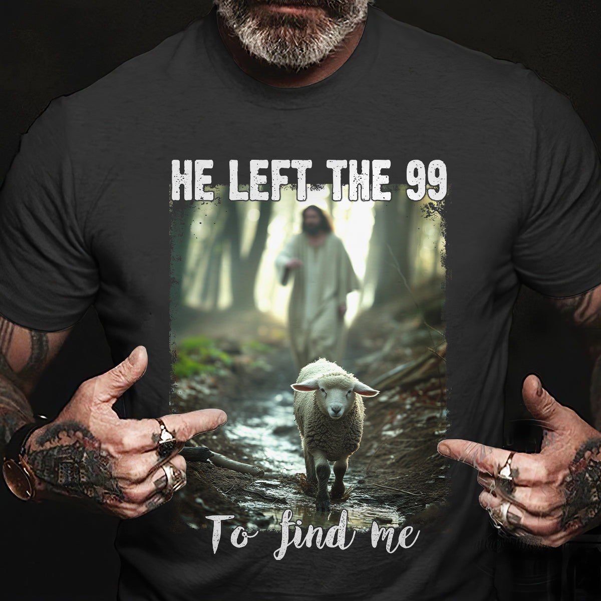 Teesdily | Lamb Of God Shirt, He Left The 99 To Find Me T-Shirt, Jesus Running After A Lost Lamb Sweatshirt Hoodie Mug, Christian Jesus Lover Gift