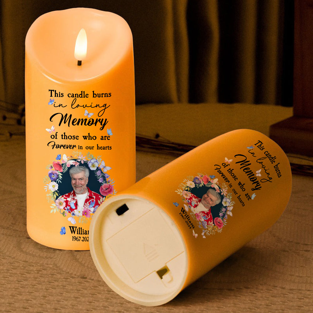 Teesdily | Customized Memorial Family Led Candle, Forever In Our Heart Flameless Candle Xmas Gift, Christmas Candle Gift