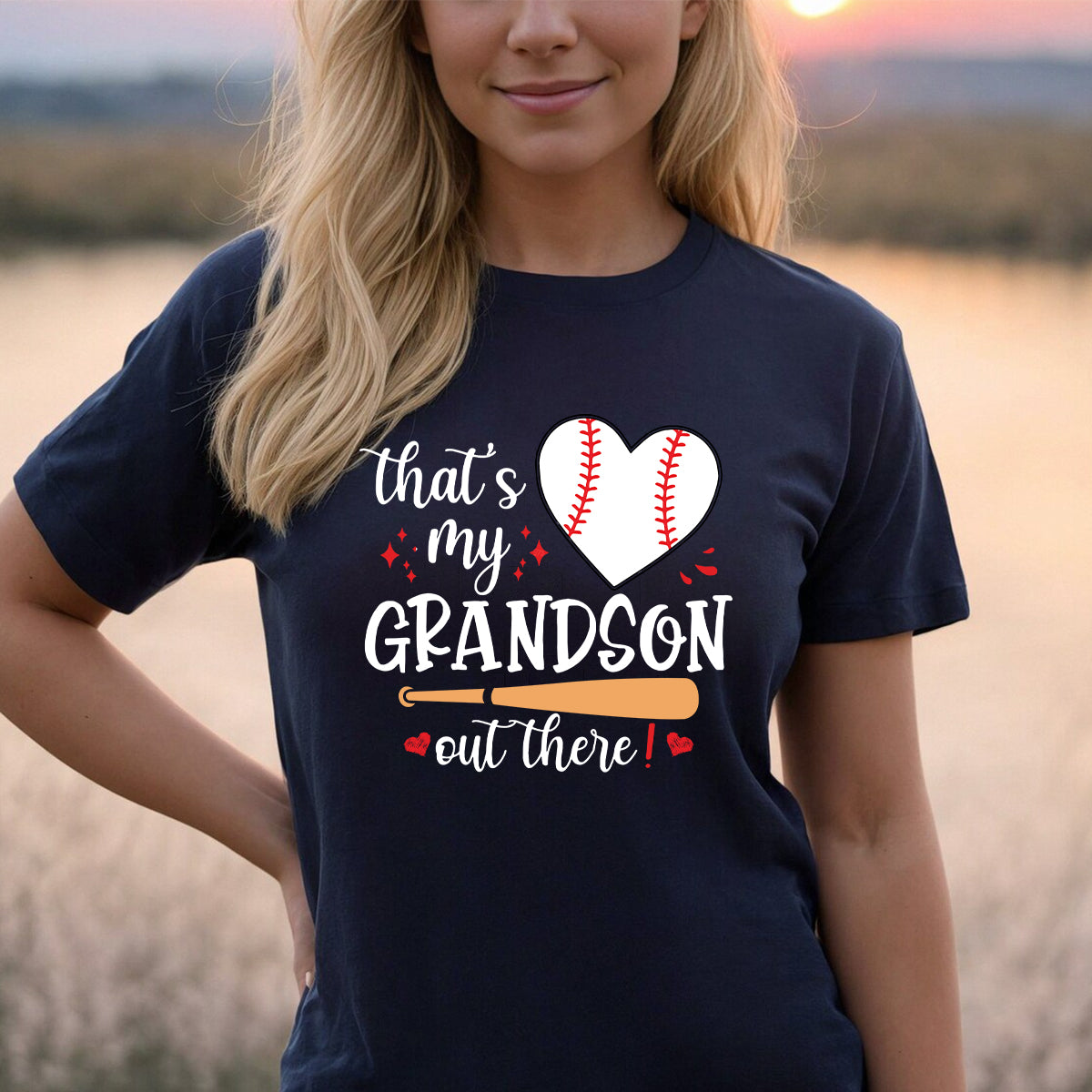 Teesdily | Baseball Grandma Shirt, That's My Grandson Out There Tops, Mothers Day Gift, Sporty Nana Streetwear Clothing Tshirt Hoodie Sweatshirt Mug