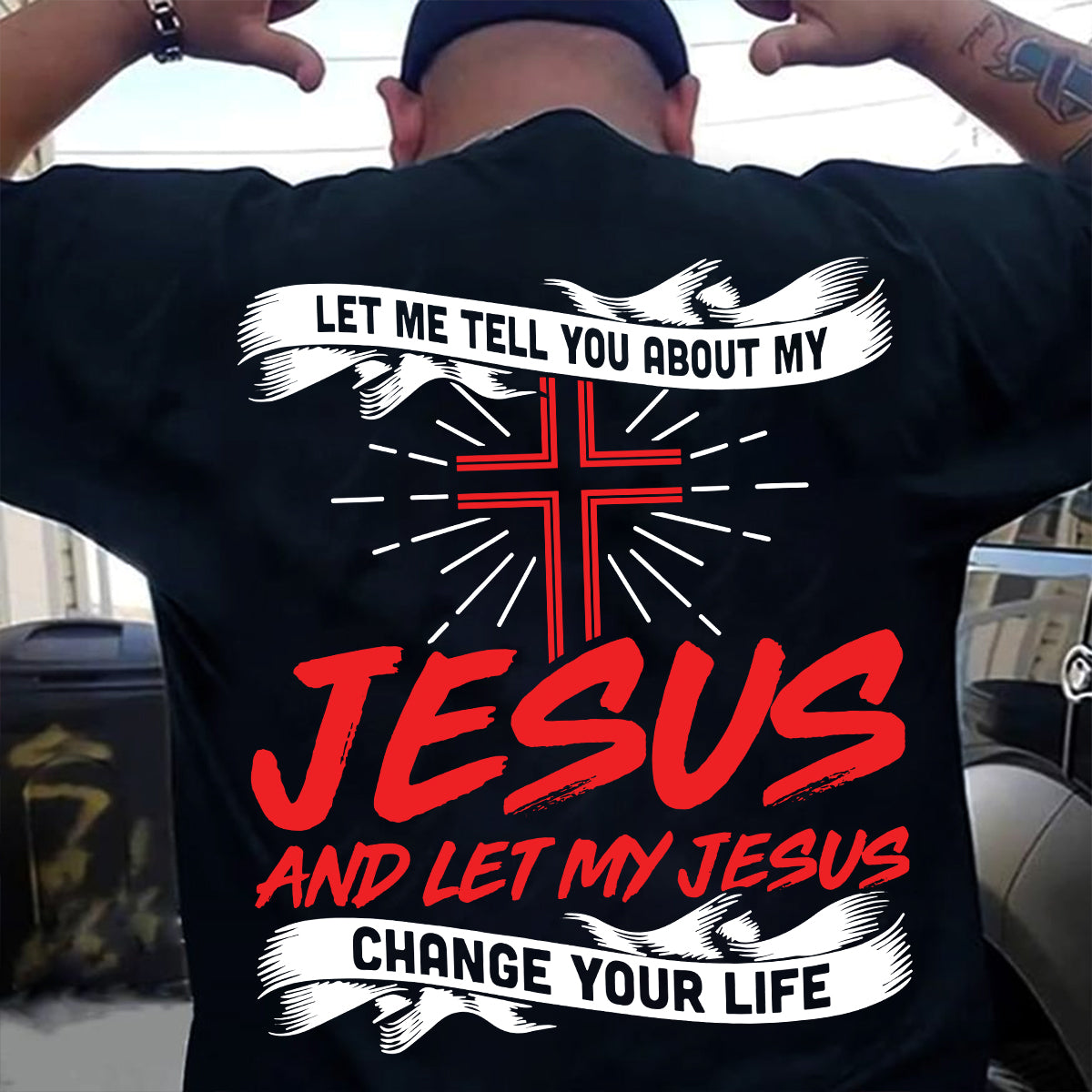 Teesdily | Jesus Christ Cross Backside Basic Tees, Let Me Tell You About My Jesus Hoodie Sweatshirt Mug, Jesus Believer Gifts, God Inspiration Quotes