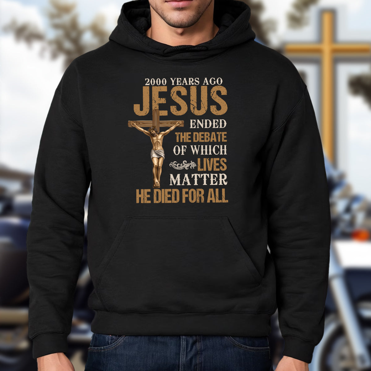 Teesdily | Jesus Crucifixion Shirt, Jesus He Die For All Shirt, Christian Bible Inspired Tee, Christian Religious Unisex Tshirt Hoodie Sweatshirt Mug