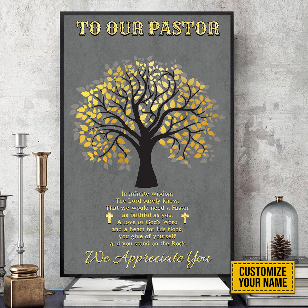 Teesdily | To Our Pastor Personalized Poster Canvas, Tree Religious Print, Pastor Appreciation Gifts, Pastor Home Wall Decor Poster Canvas