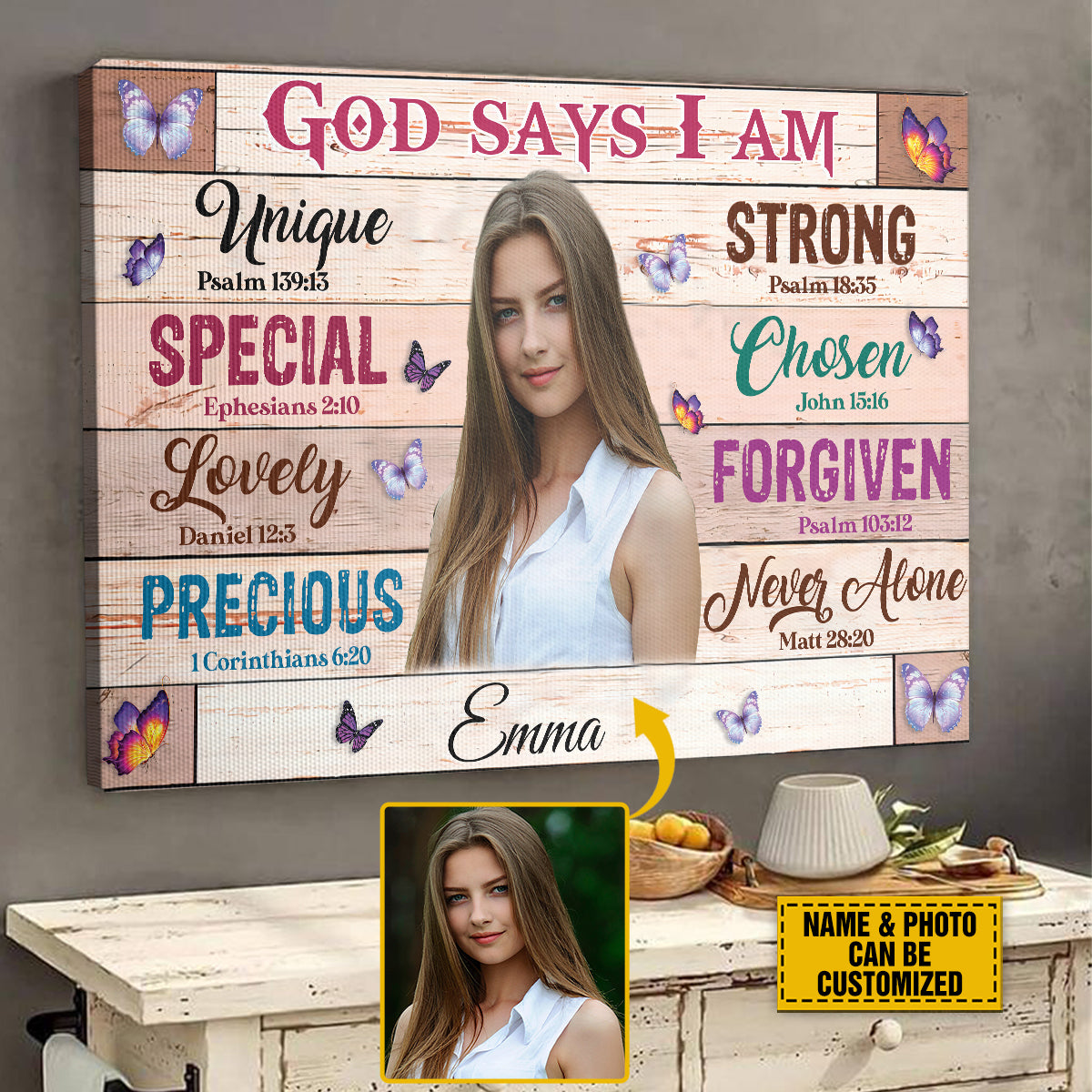 Teesdily | Customized Photo Poster Canvas God Says I Am Special Wall Art Canvas God Bible Verses Wall Decor God Inspiration Gift For Christian