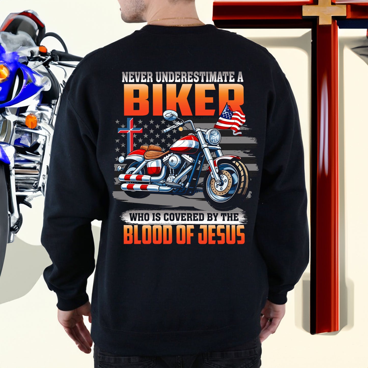 Teesdily | Christian Biker Shirt, Never Underestimate A Biker Back Design Shirt, Biker Unisex Hoodie Sweatshirt, Biker Gift Mug, Speed Lovers