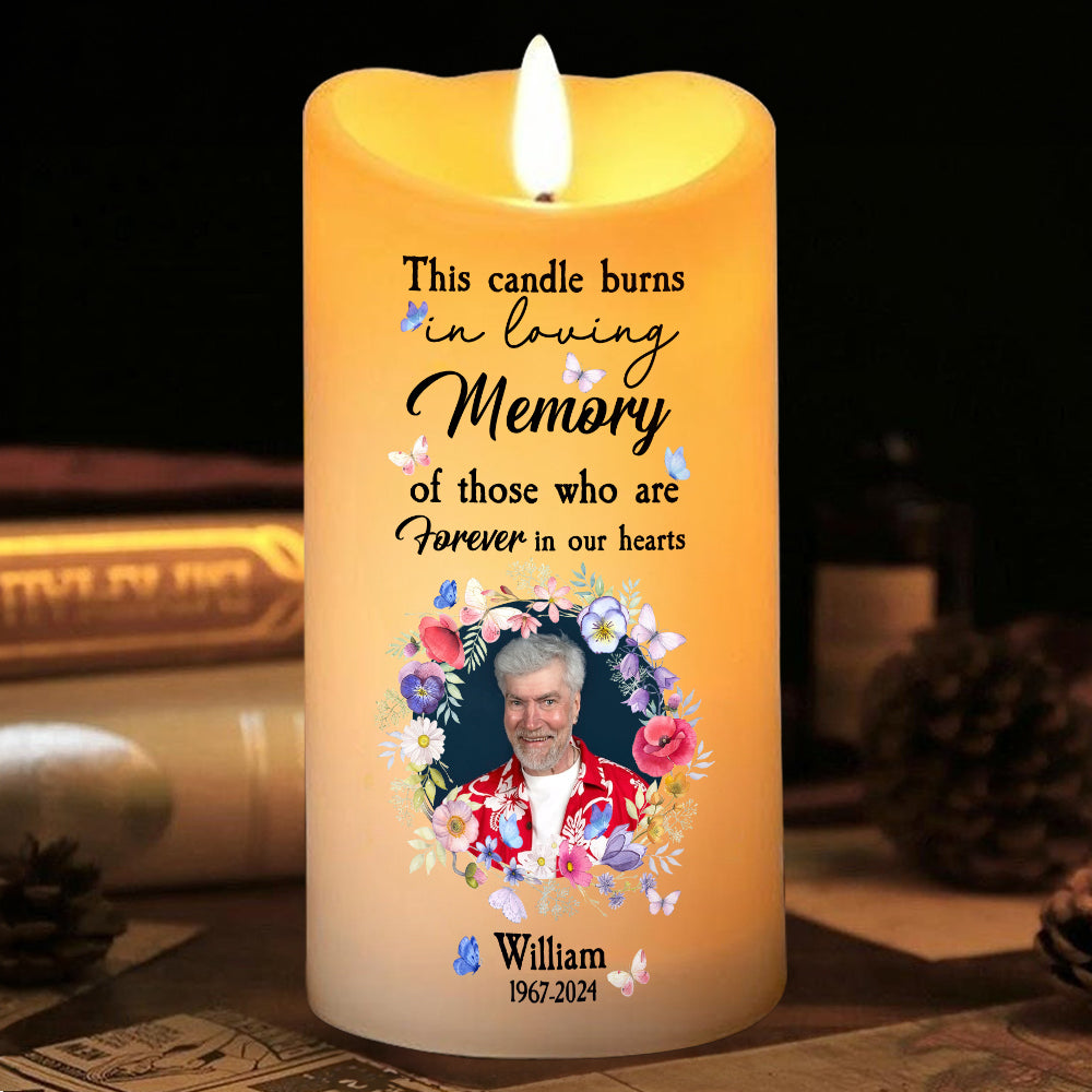 Teesdily | Customized Memorial Family Led Candle, Forever In Our Heart Flameless Candle Xmas Gift, Christmas Candle Gift