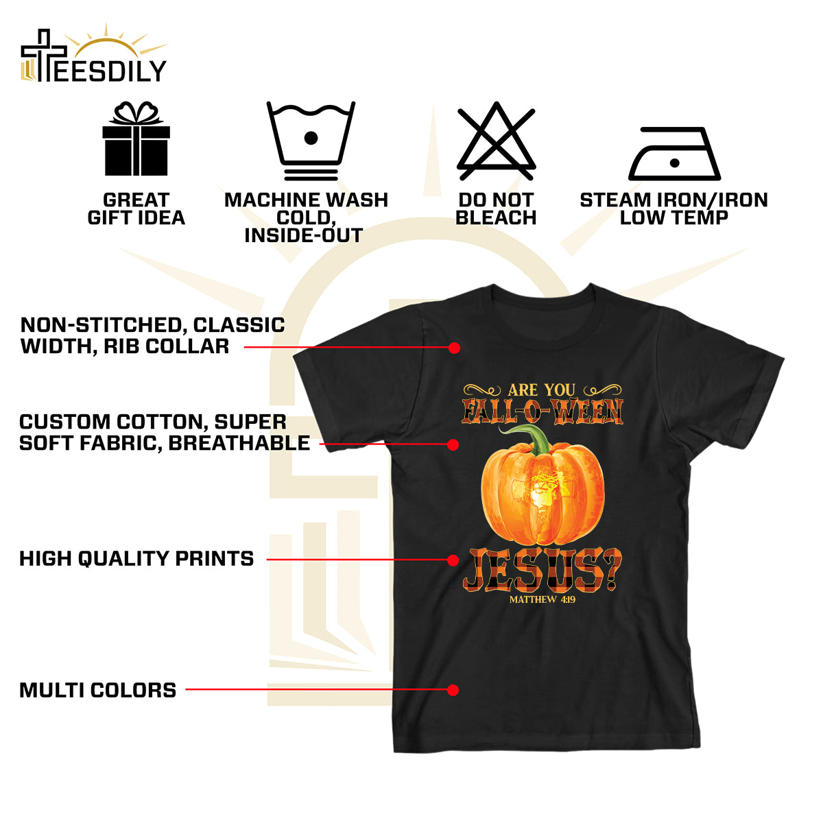 Teesdily | Jesus Art Pumpkin Shirt, Are You Fall-o-ween Jesus Matthew 4 11 Tee Sweatshirt Hoodie Mug, Halloween Gifts, Jesus Lovers Tee